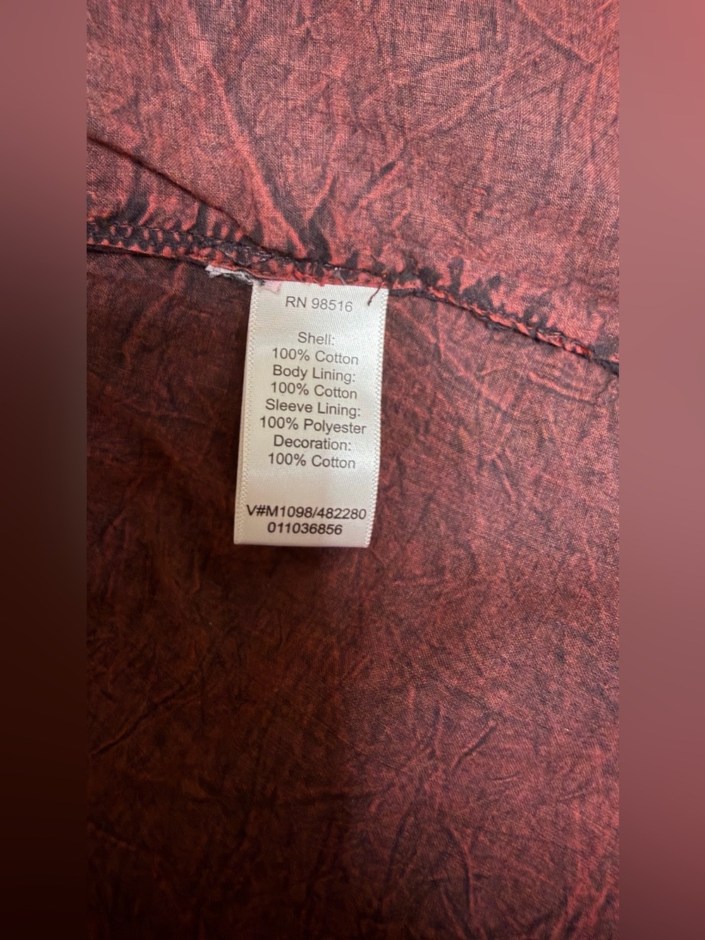 Coldwater Creek Embroidered Boho Jacket Size 14 Burgundy Cotton Artsy Blazer - Picture 15 of 15